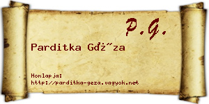 Parditka Géza névjegykártya